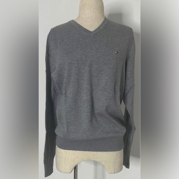 Tommy Hilfiger: Charcoal V-Neck Pullover - Picture 1 of 2